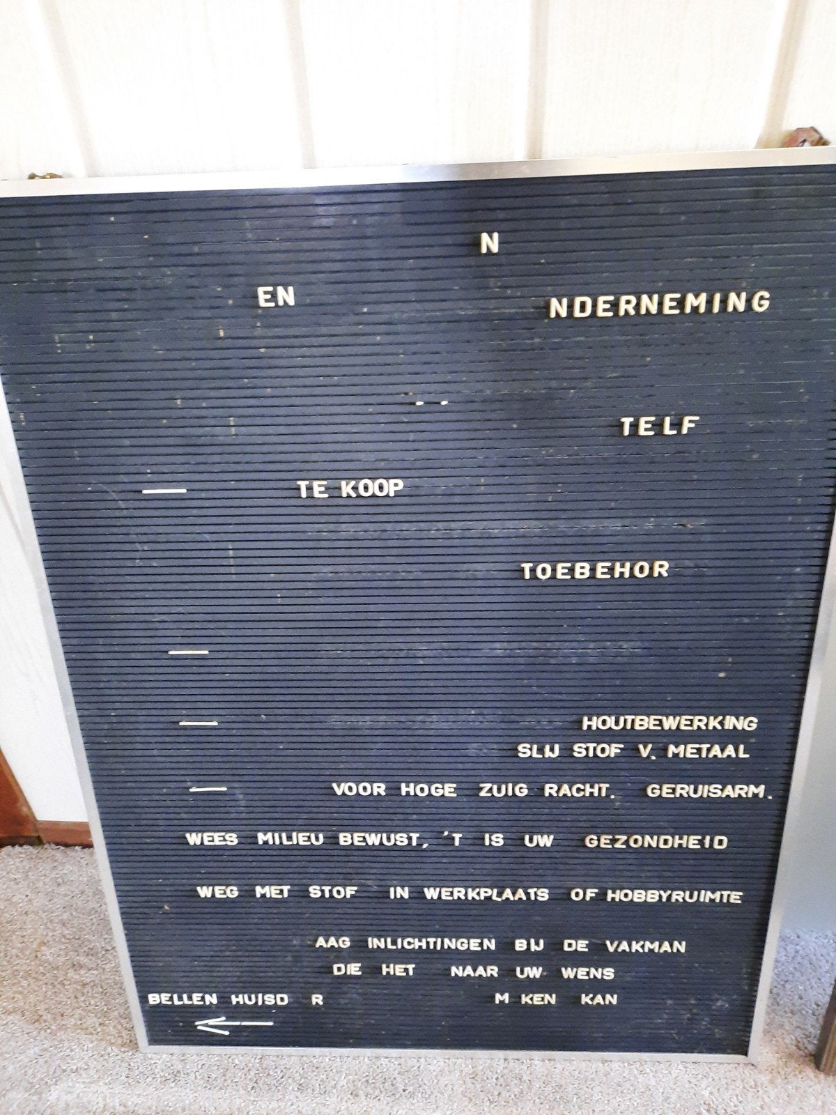 Vintage letterbord met doos vol letters, Ophalen, Vintage, Kunststof, Gebruikt