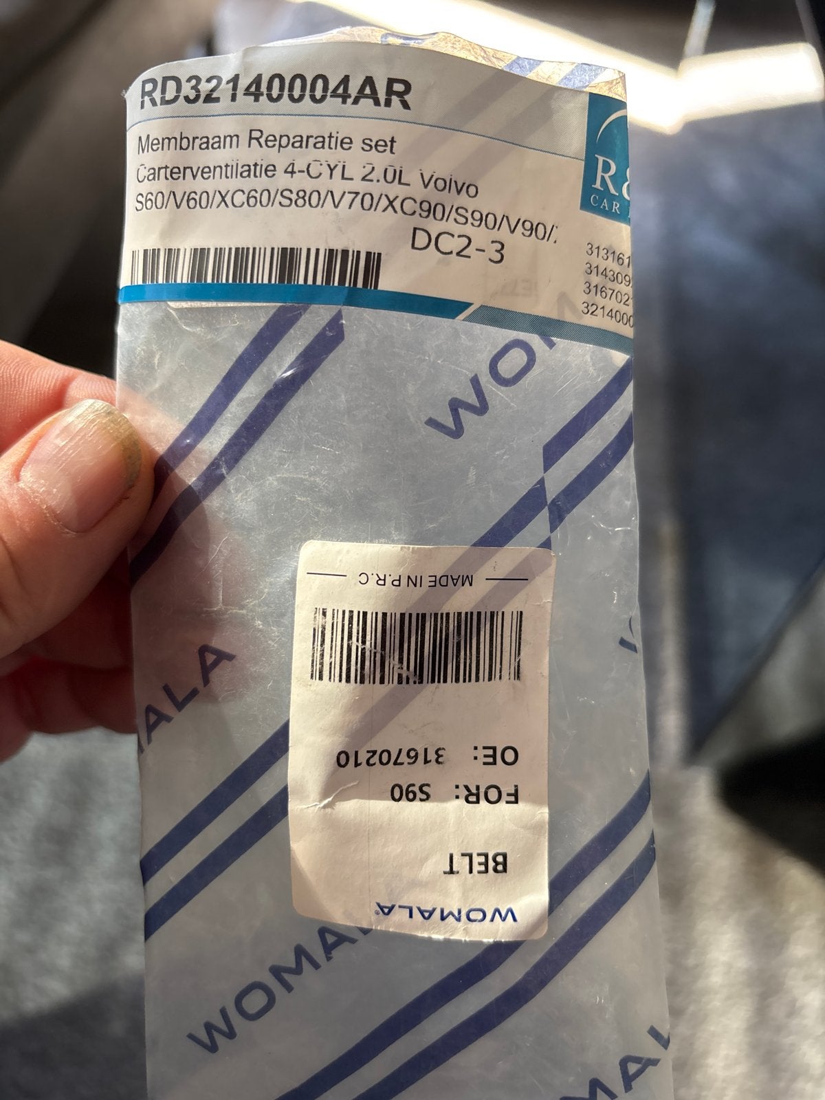 Carter membraam reparatie set Volvo V40 D4 (2.0L 4-cilinder), Ophalen of Verzenden, Nieuw, Volvo
