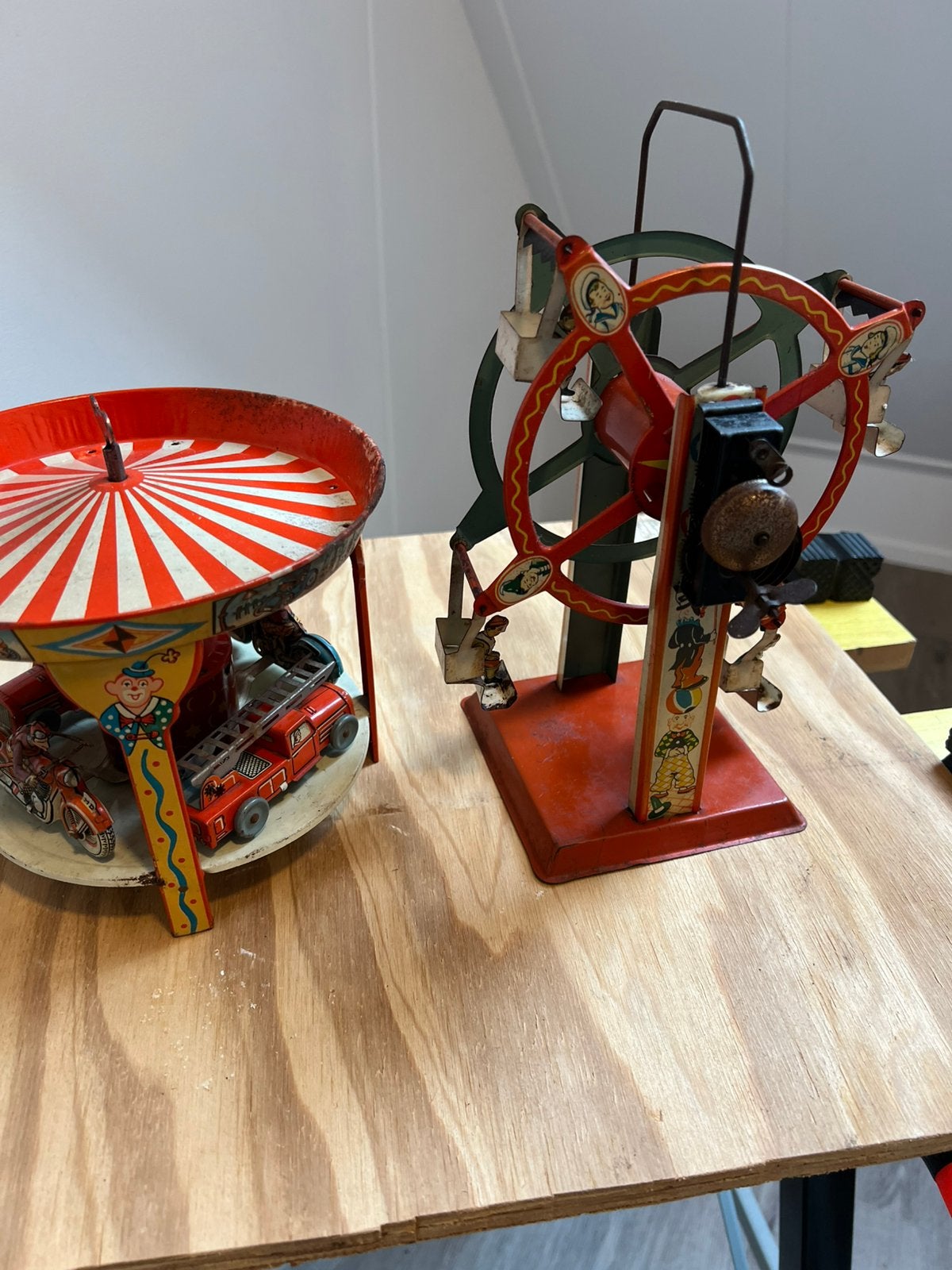 Antiek blikken set draaimolen, reuzenrad Hoch&Beckmann 2x, Ophalen of Verzenden