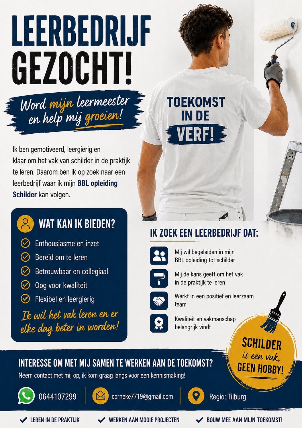 GEZOCHT ERKEND LEERBEDRIJF SCHILDER VOOR BBL OPLEIDING, Vacatures, Vacatures | Bouwnijverheid, MBO, Starter, Vast contract, Geschikt als bijbaan