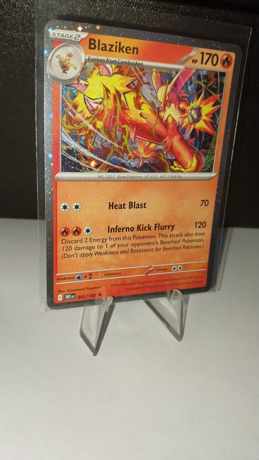 Blaziken Cosmos Holo- Destined Rivals 042/182, Ophalen of Verzenden, Zo goed als nieuw, Losse kaart, Foil