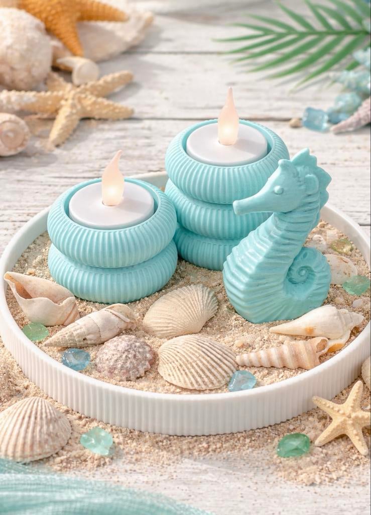 3D Zomer Strand Decoratie Set met LED Kaarsen, Blauw, Nieuw, Ophalen of Verzenden, Mediterraans
