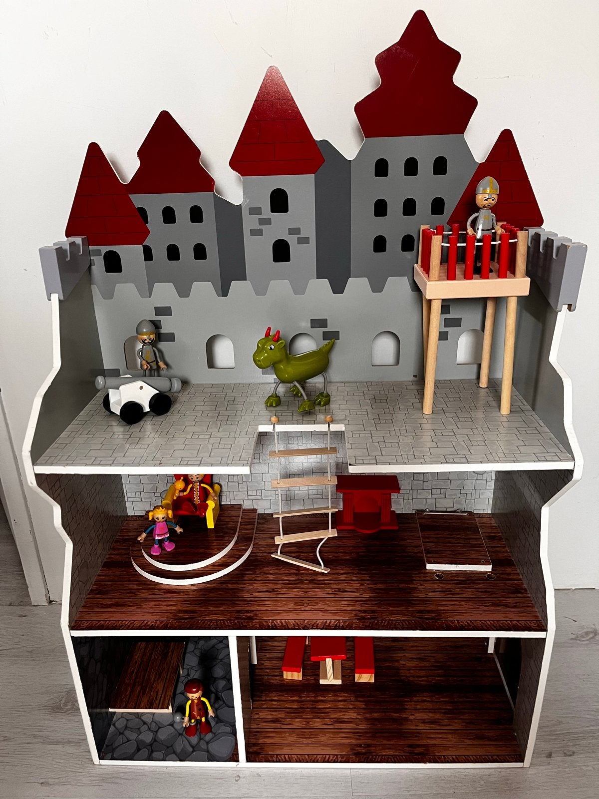 Houten speelkasteel met accessoires, Ophalen, Gebruikt, Jongen of Meisje