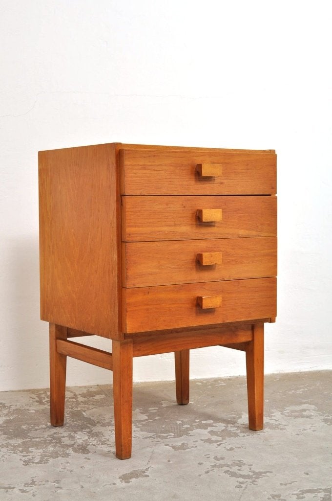Vintage eiken ladekast 4 lades ladekastje kast jaren 60