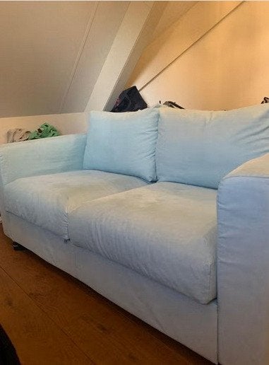 vimle ikea 2-zits bank lichtblauw - als nieuw, Huis en Inrichting, Ophalen, 150 tot 200 cm, Tweepersoons, 75 tot 100 cm