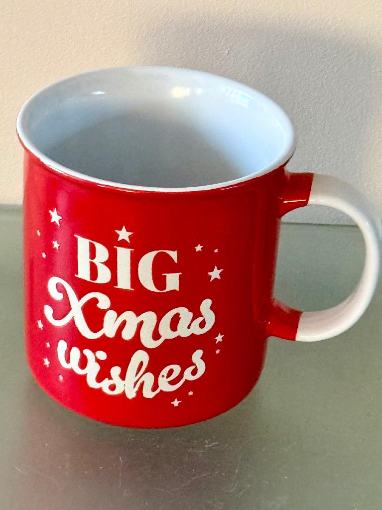 Grote Kerst Mok XL – 700ml – "Big X-mas Wishes" – Rood, Diversen, Ophalen of Verzenden, Nieuw