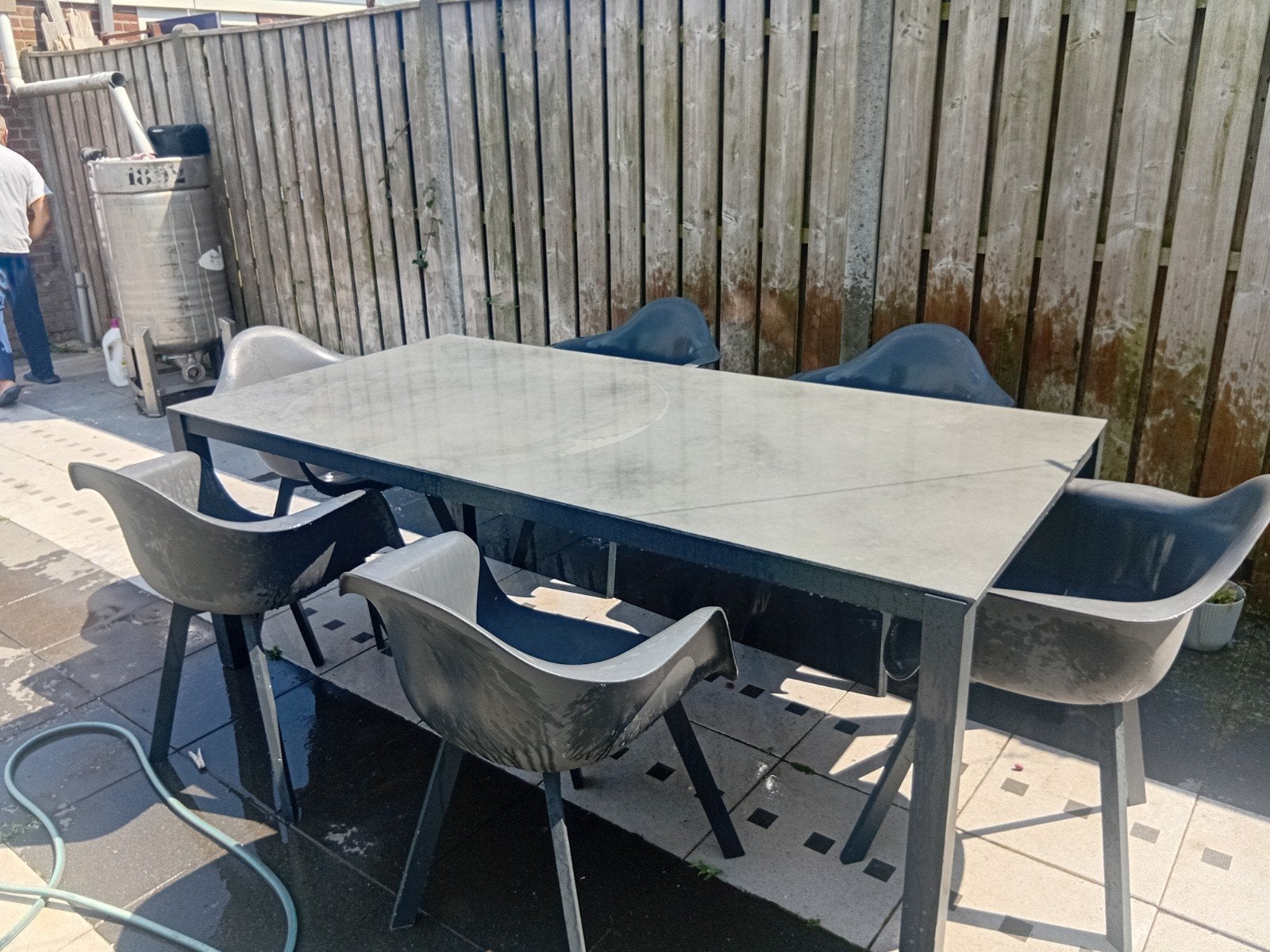 Metalen tuintafel met stoelen, Ophalen, Gebruikt