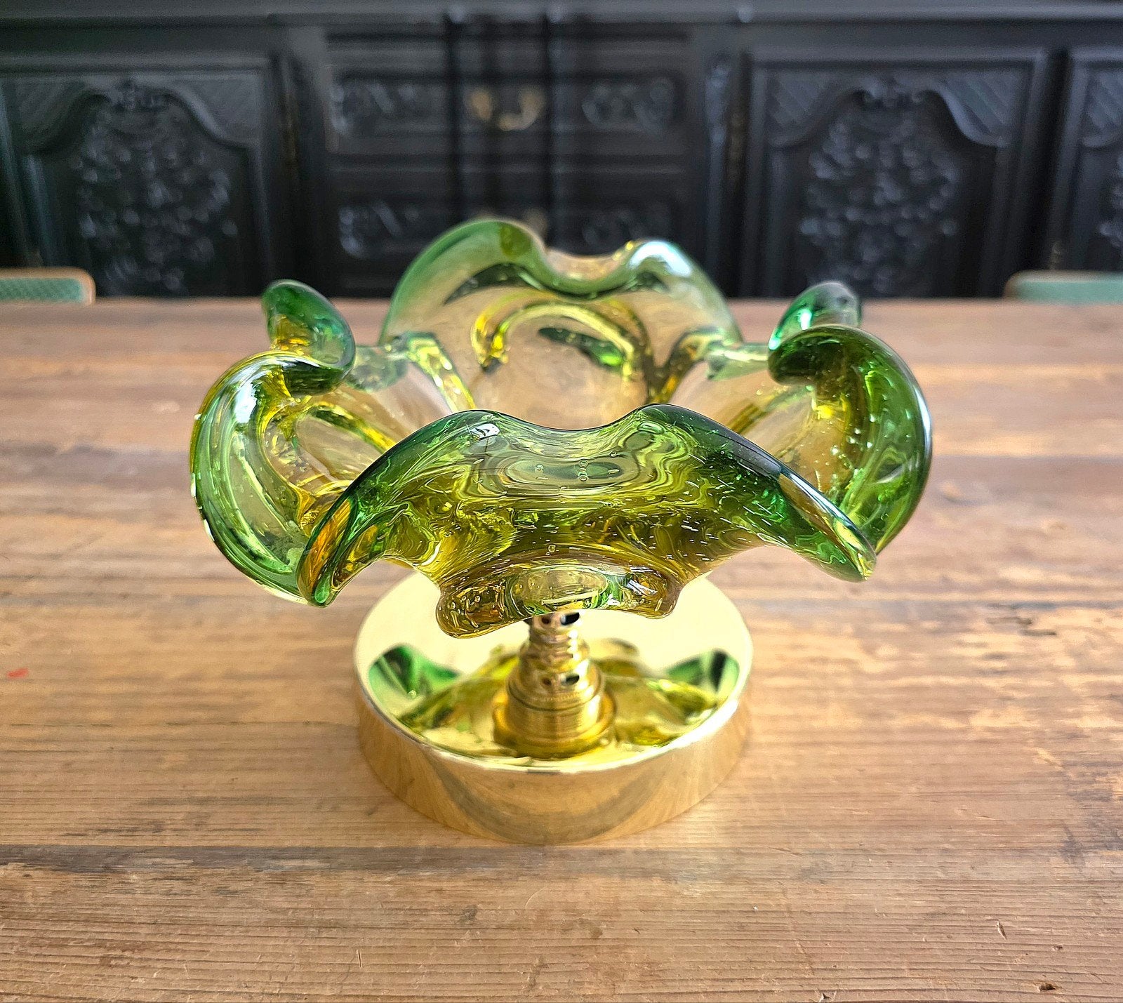 Vintage Murano glazen wandlamp, E14 (klein), Ophalen of Verzenden, Zo goed als nieuw, Groen