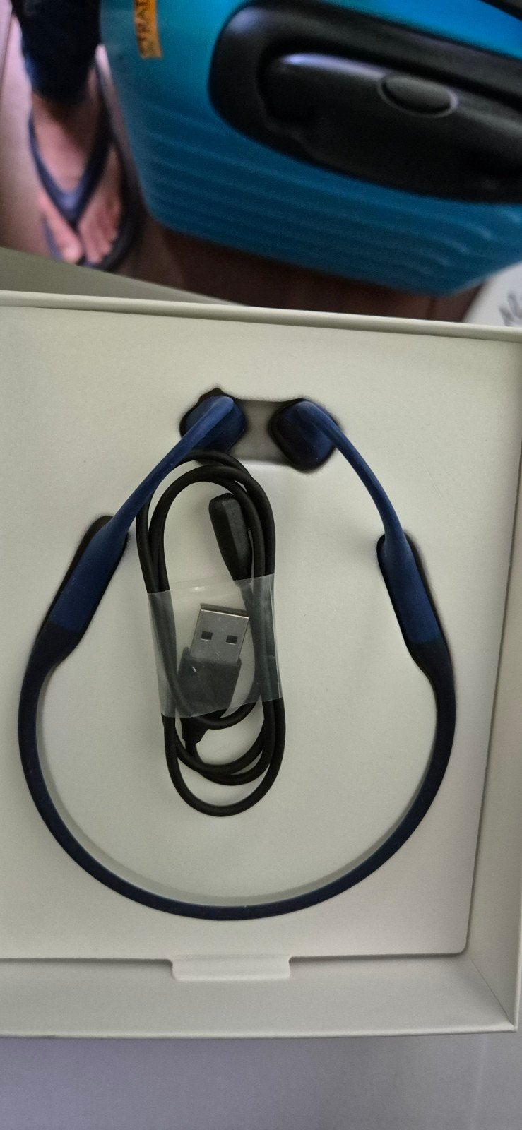 Shokz OpenRun Pro Bone Conduction Koptelefoon Blauw, Bone conduction, Ophalen of Verzenden, Zo goed als nieuw, Draadloos