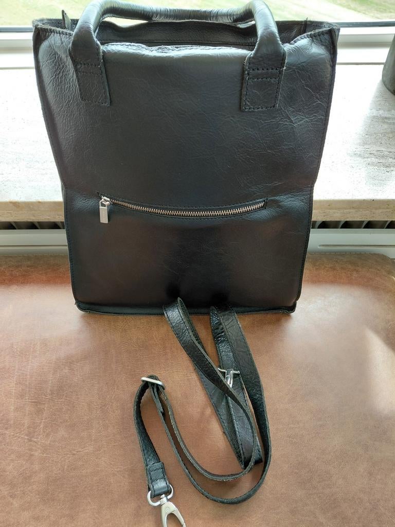 Zwarte lap top tas echt leder van het merk cowboy bag, Ophalen of Verzenden, Zo goed als nieuw, Zwart