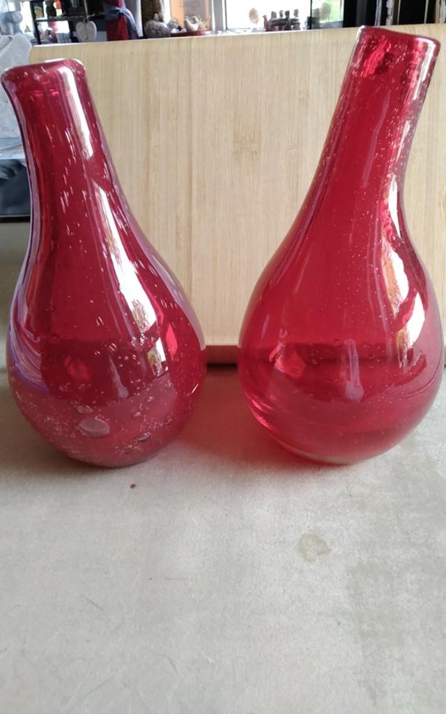 Rode mondgeblazen glazen Vazen Fidrio Pisa, Ophalen of Verzenden, Rood, Glas
