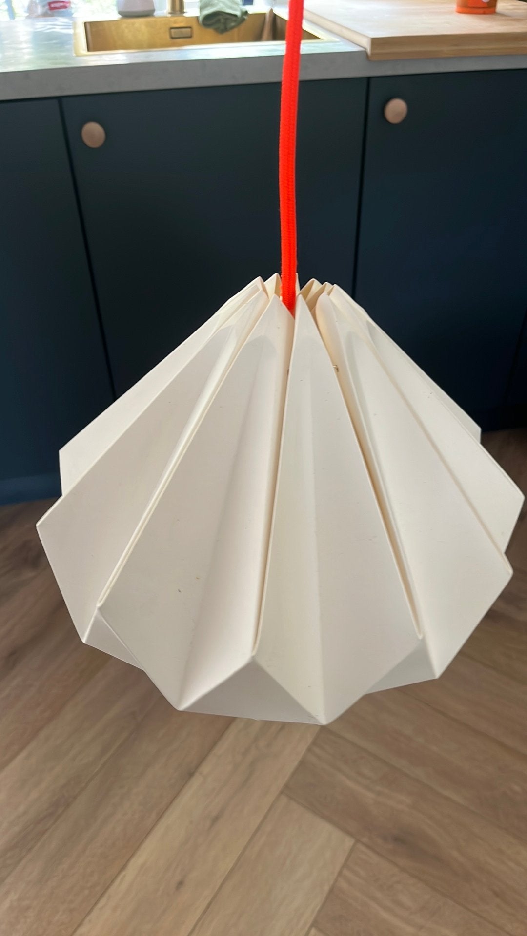 Papieren origami lamp, Oranje, Ophalen of Verzenden, Zo goed als nieuw