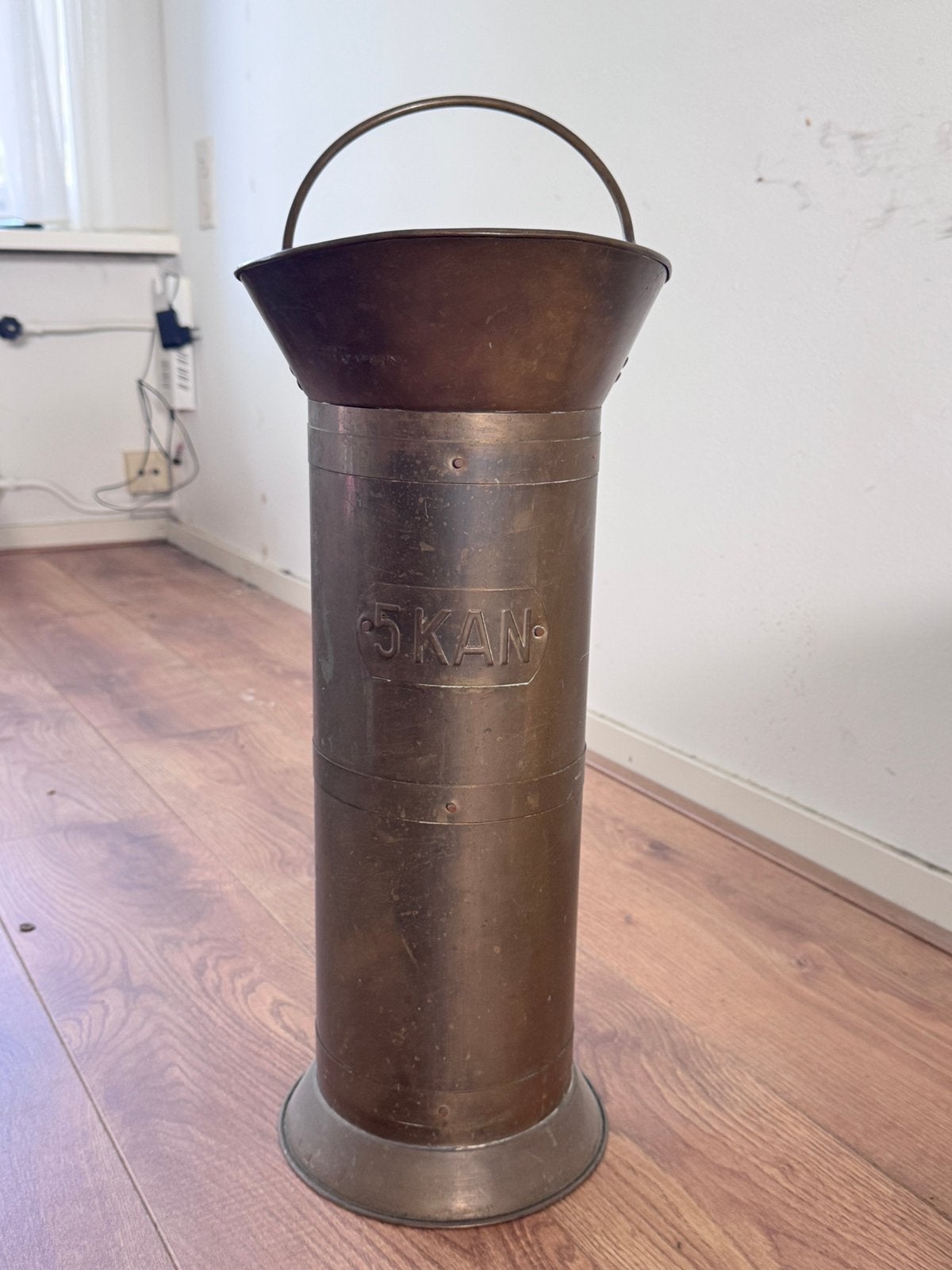 Antieke koperen paraplubak / inhoudsmaat 5 KAN – Vintage, Ophalen of Verzenden, Gebruikt