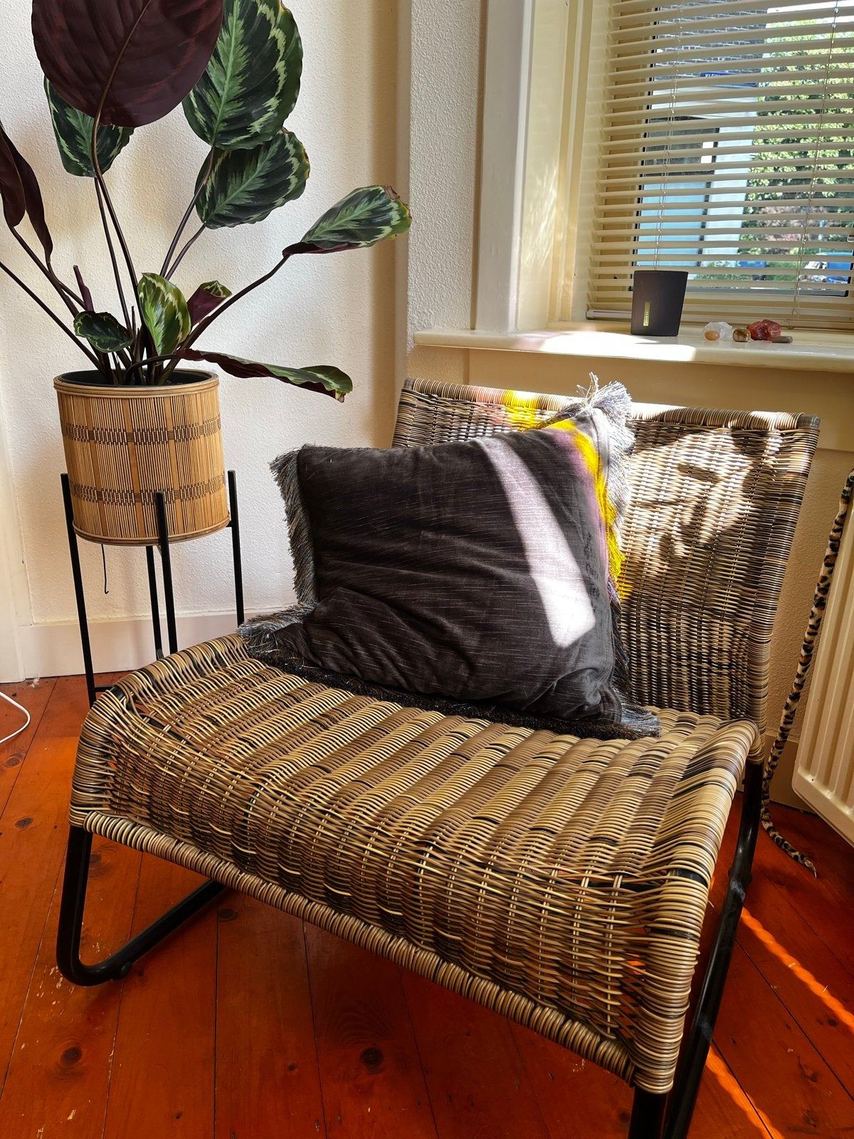 Rotan lounge stoel van Fonq, Ophalen, Gebruikt, Bruin, Riet of Rotan