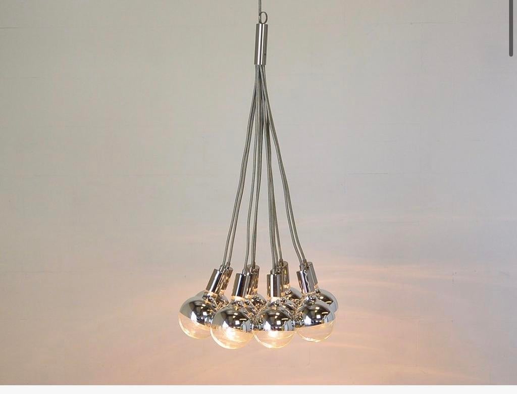 Quasar Helios 10 hanglamp - Rob Nollet - Chroom, Ophalen, Gebruikt, Metaal, 75 cm of meer