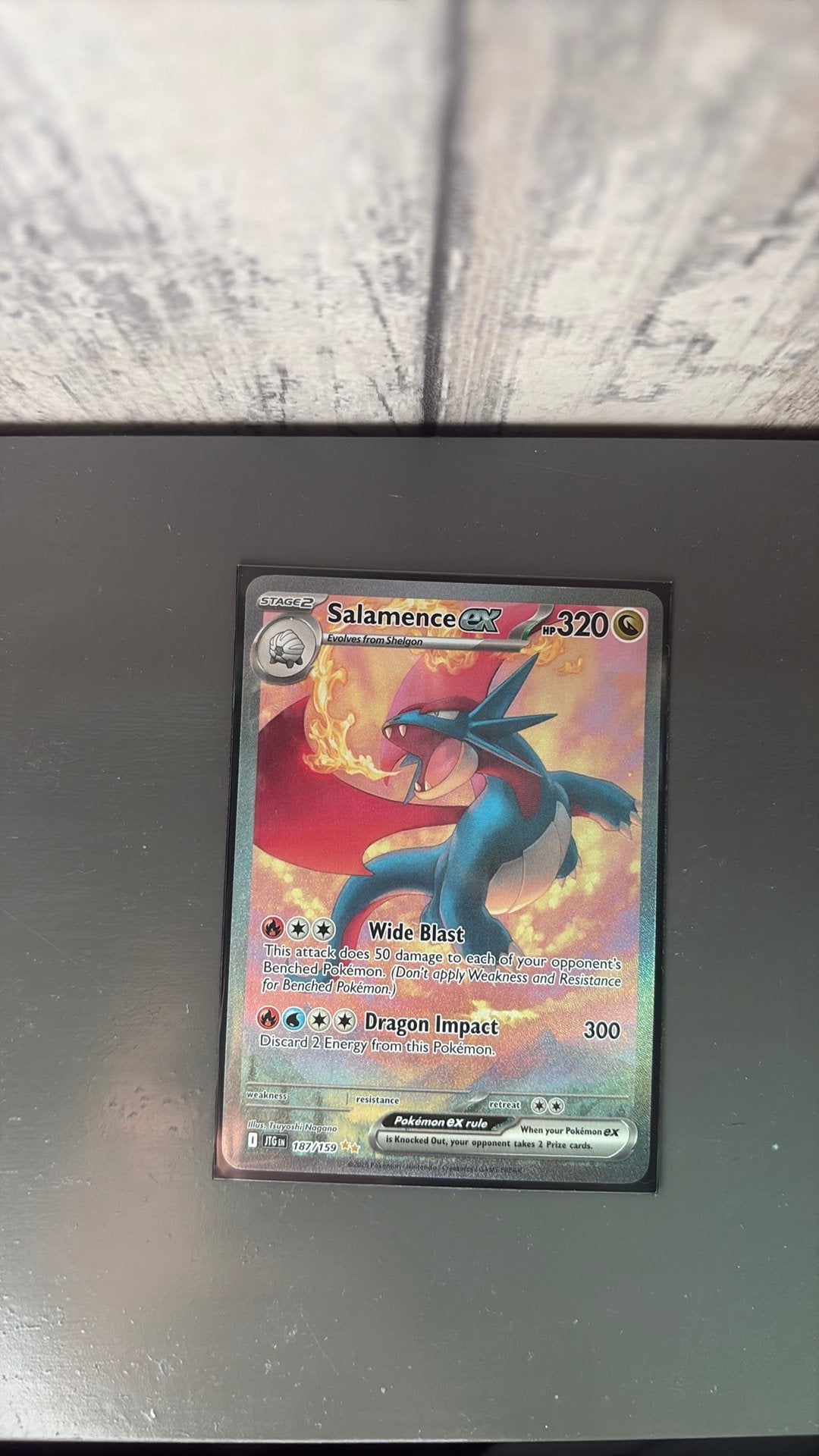 Salamence ex 187/159 Pokémon kaart, Ophalen of Verzenden, Zo goed als nieuw, Losse kaart, Foil