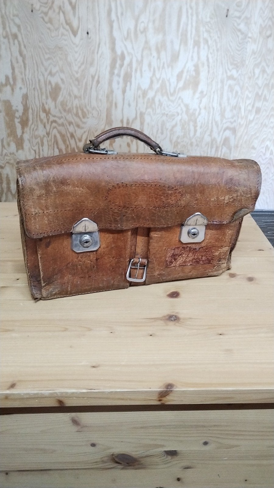 Vintage Leren Schooltas - Cognac Boekentas/Aktetas, Ophalen of Verzenden