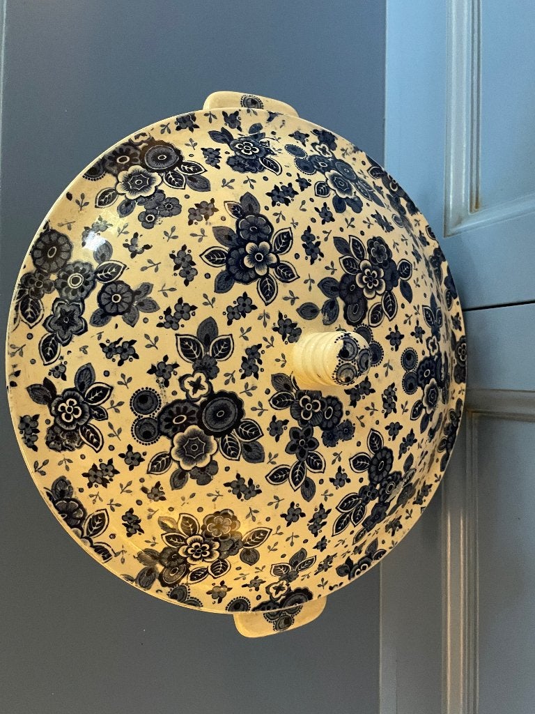 Antieke Terrine met Deksel - Blauw Bloemenpatroon, Antiek en Kunst, Ophalen of Verzenden