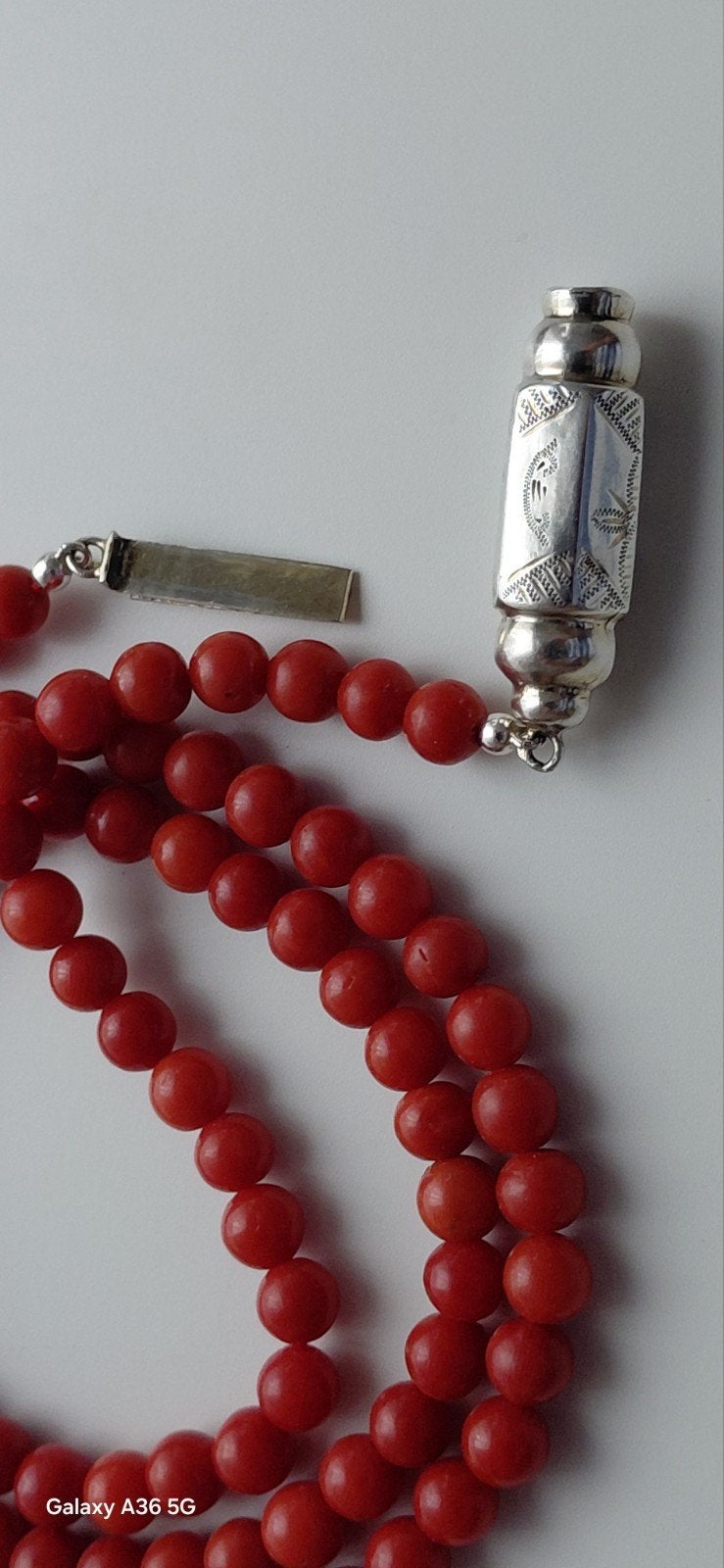 bloedkoraal,zilv.staafslot 60 cm, Sieraden, Tassen en Uiterlijk, Verzenden, Zilver, Ketting
