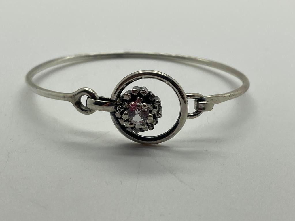 D727 Prachtige zilveren armband heldere stenen, Ophalen of Verzenden, Zilver, Armband, Met edelsteen