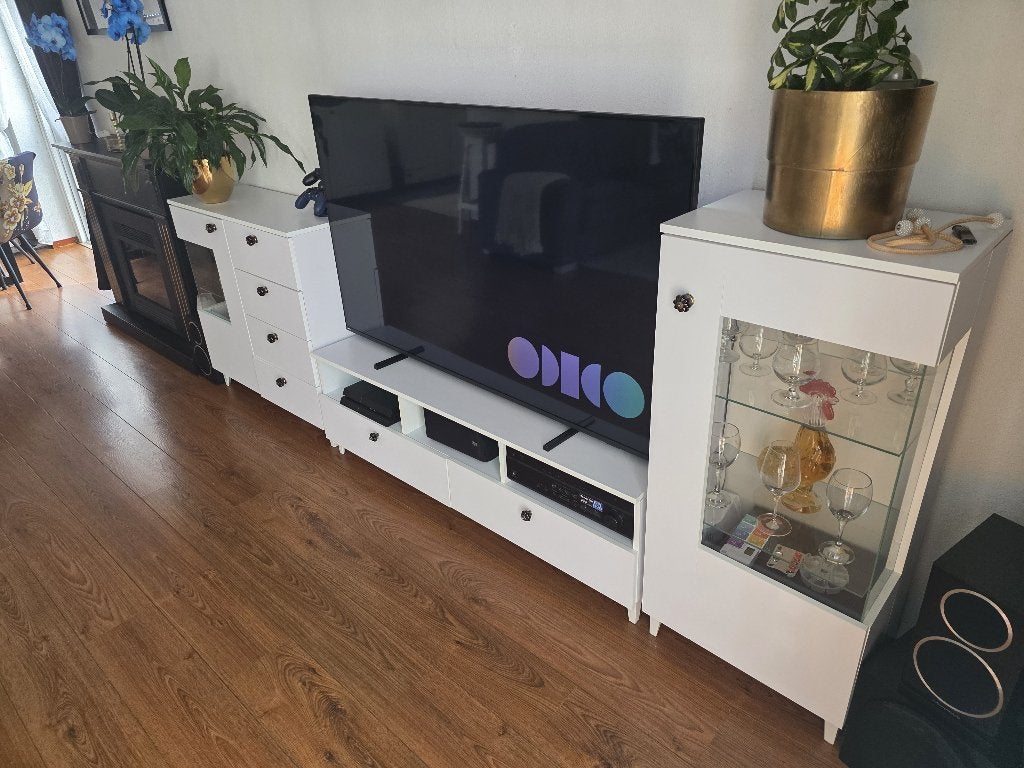 Mooie tv-kast met bijpassende sidekasten, Ophalen, Overige materialen, Gebruikt, 100 tot 150 cm