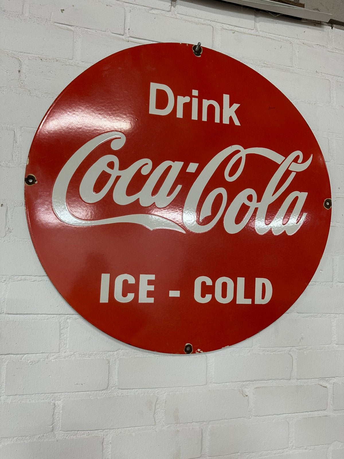 Coca cola emaille bord, Ophalen of Verzenden, Gebruikt, Reclamebord