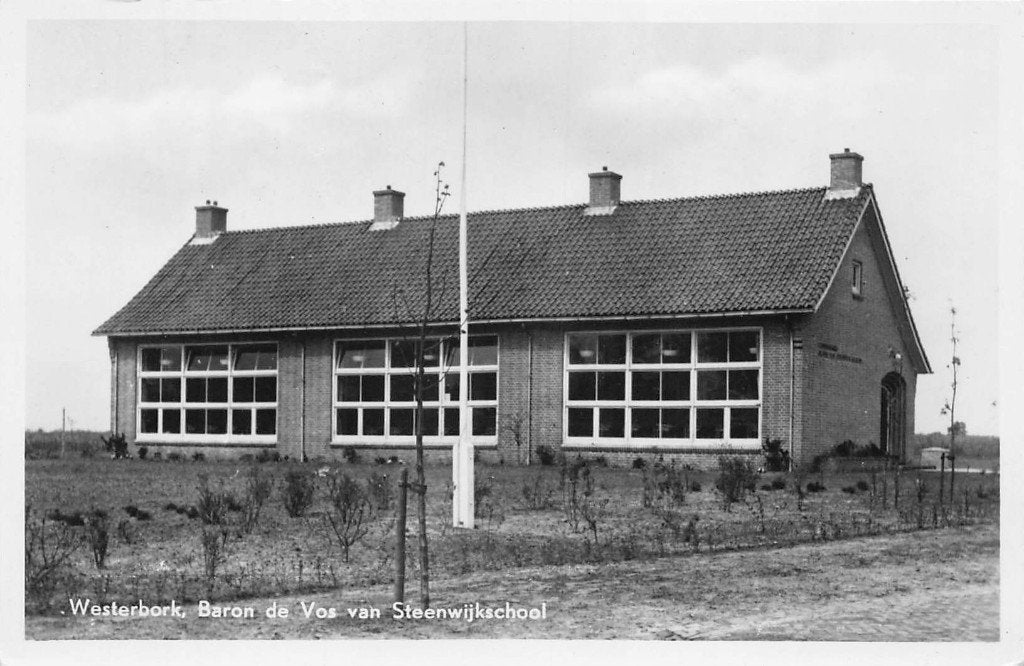 033 Steenwijk - Baron de Vos van Steenwijkschool, Verzamelen, Ophalen of Verzenden, 1940 tot 1960, Ongelopen, Drenthe