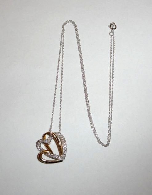 Ketting Hartje Goud Witgoud diamantjes, Overige kleuren, Nieuw, Ophalen of Verzenden, Met edelsteen