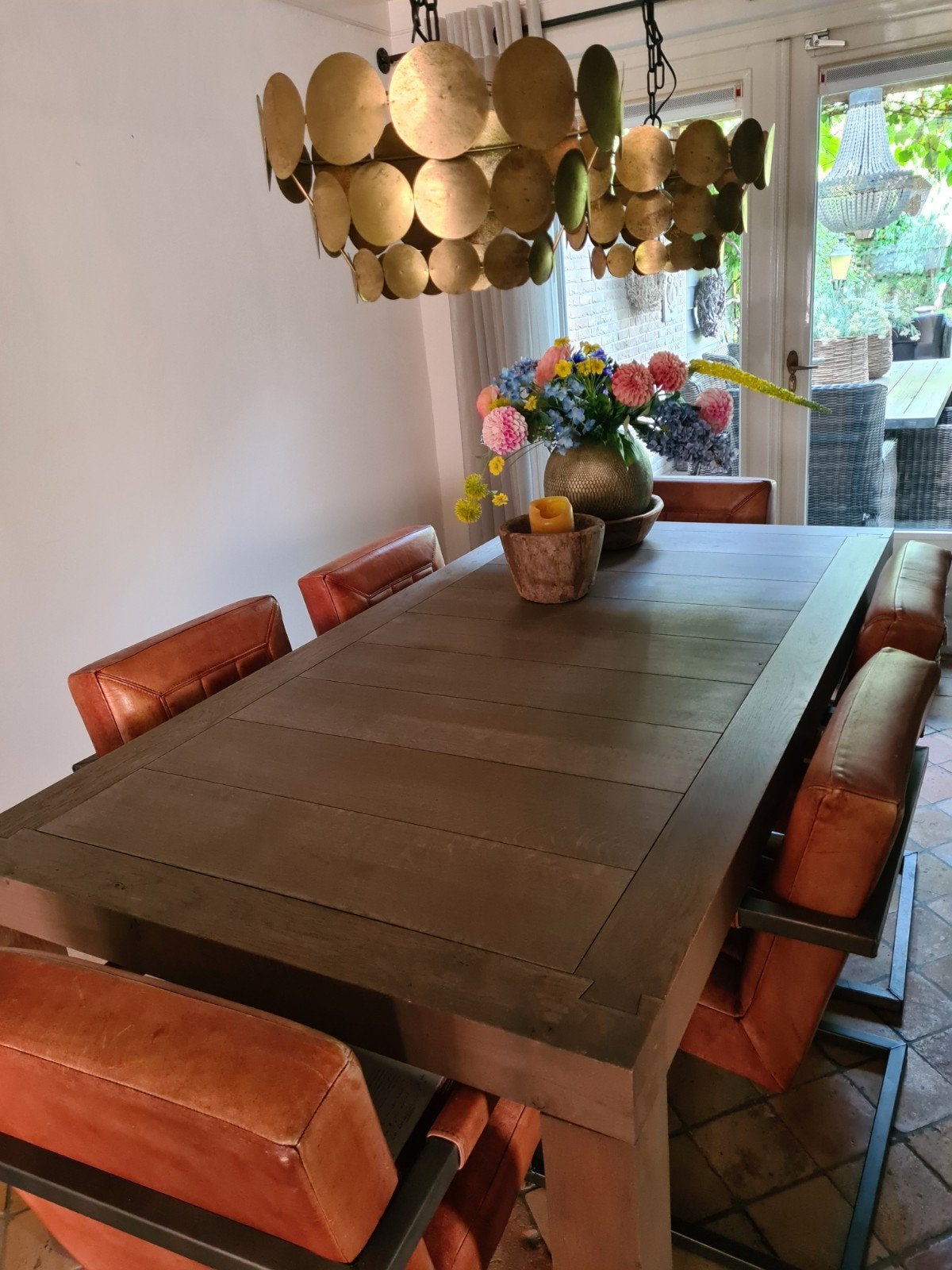 Robuuste eethoektafel 200x100 cm, Ophalen, 100 tot 150 cm, Zo goed als nieuw, Vijf personen of meer