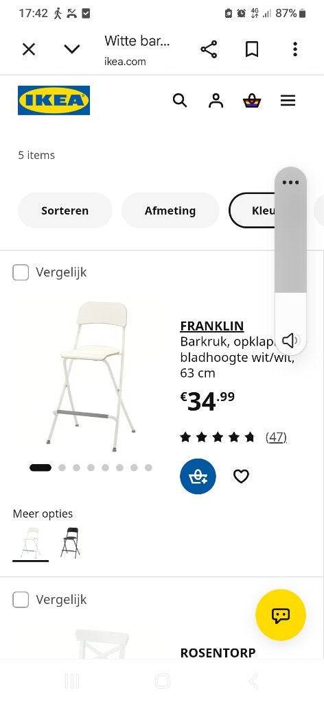 Barkruk ikea, 1 kruk, Ophalen, Zo goed als nieuw, 60 tot 90 cm