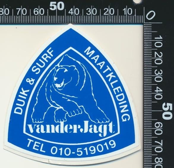 Sticker: Van der Jagt - Duik en Surf Maatkleding - Rotterdam, Ophalen of Verzenden, Zo goed als nieuw, Bedrijf of Vereniging