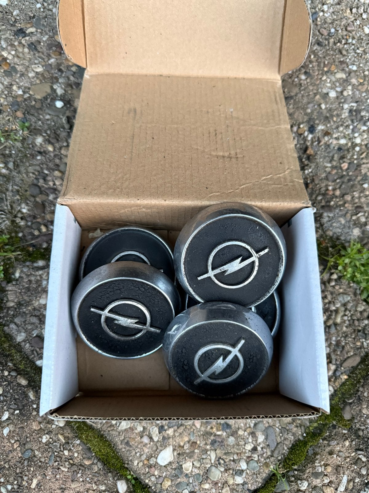 5x Originele Opel naafkapjes SR velgen (Kadett, Manta), Auto diversen, Ophalen, Gebruikt
