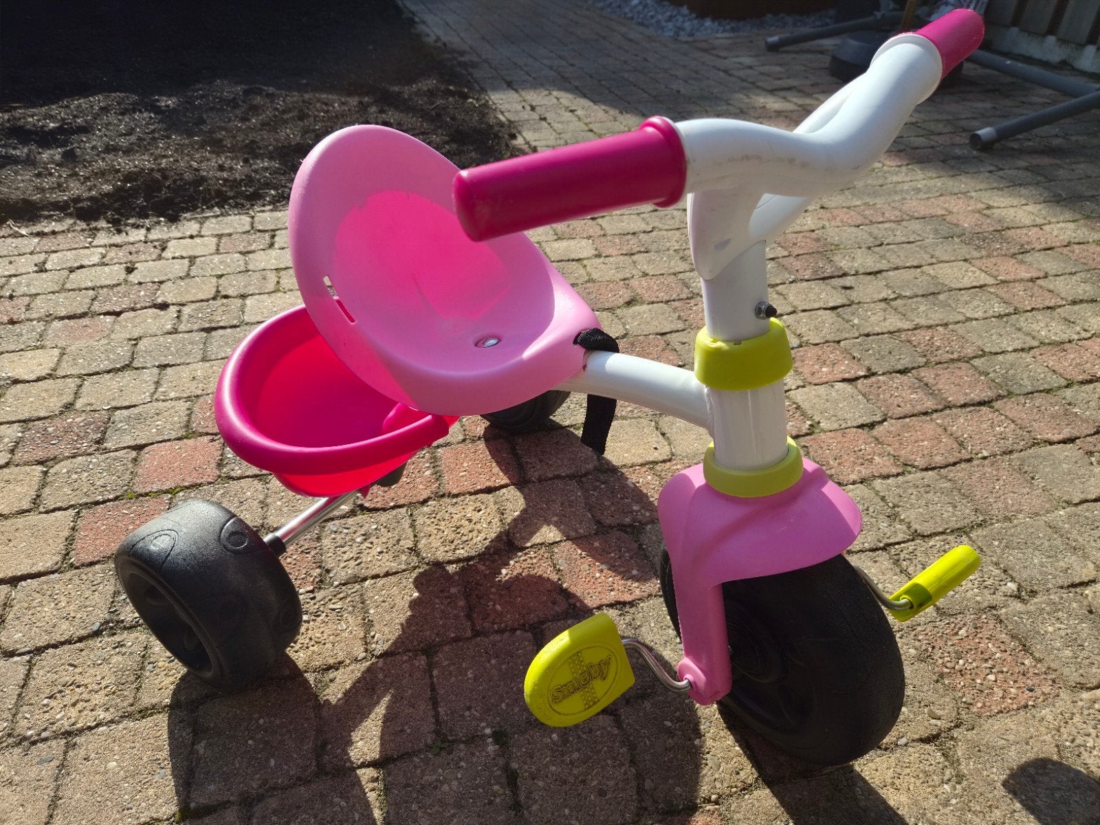 Roze Smoby driewieler met duwstang, Ophalen, Gebruikt, Smoby