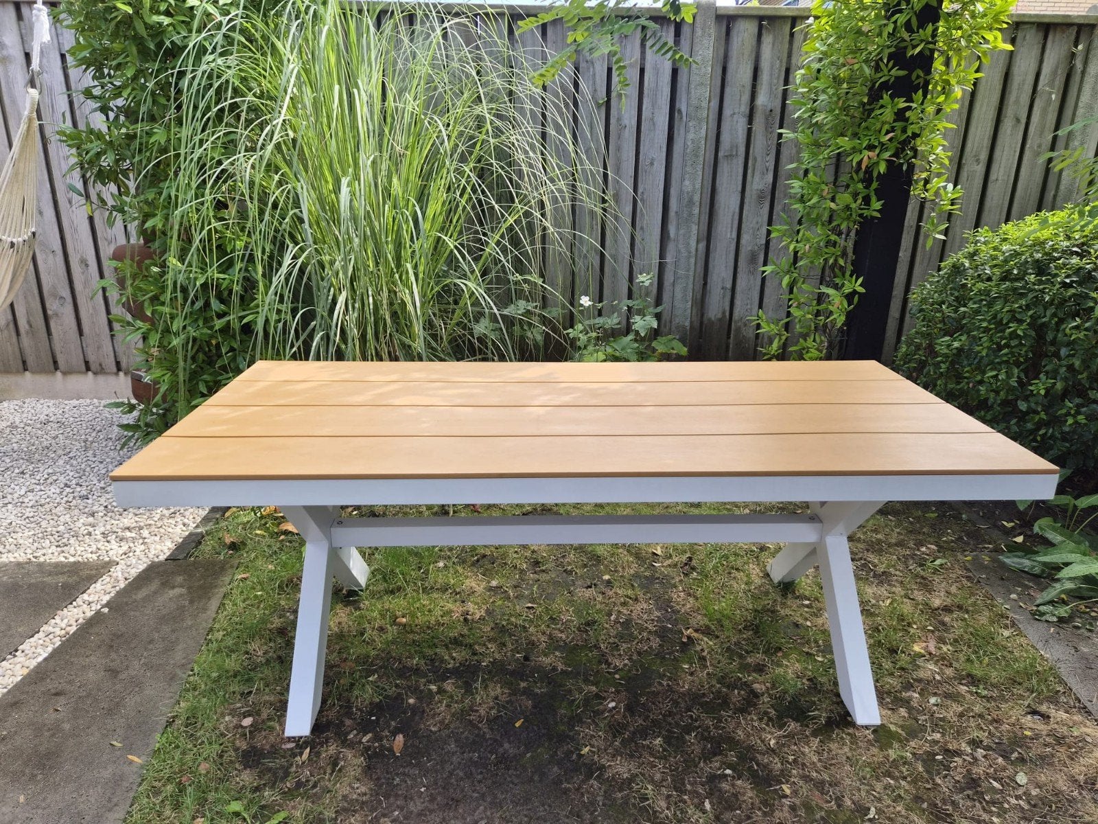 Nette Vinci aluminium tuintafel met Polywood blad, Tuin en Terras, Ophalen, Gebruikt, Rechthoekig, Aluminium