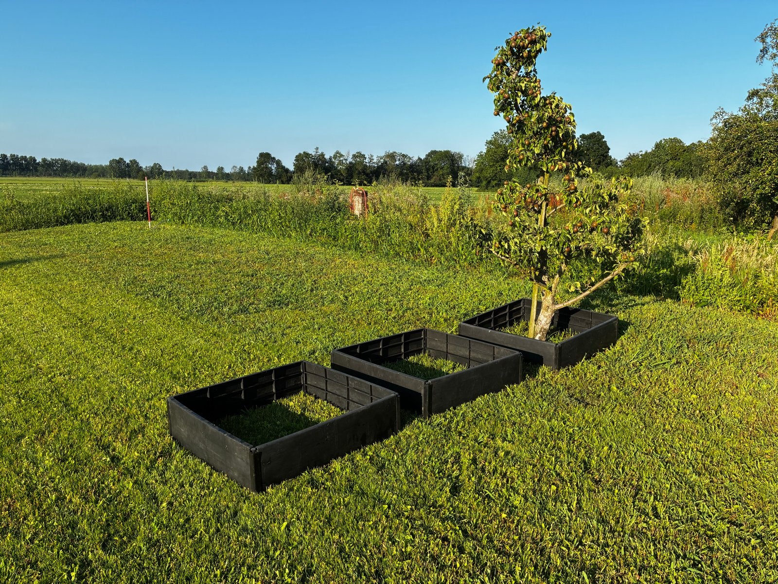 Kunststof moestuinbakken 92x92x25 cm (4 stuks), Ophalen, Kunststof, Gebruikt, Minder dan 30 cm