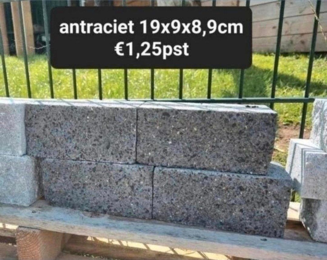 splitblokken antraciet 19x9x8,9 rox border blokken s-partij, Blok, Nieuw, Ophalen of Verzenden, Minder dan 25 cm