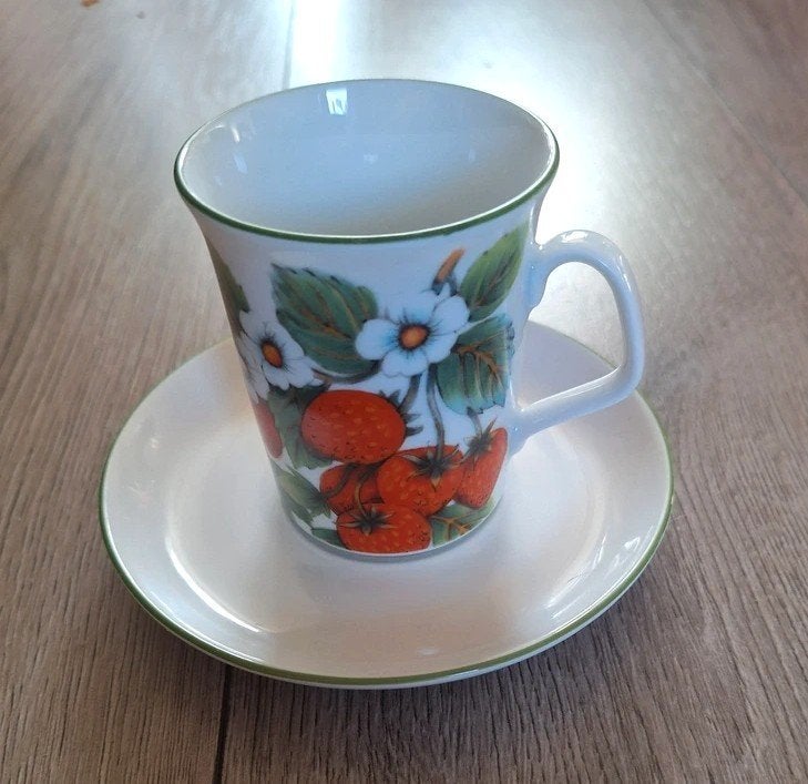 Winterling Röslau aardbei koffiekopjes set vintage, Antiek en Kunst, Ophalen of Verzenden