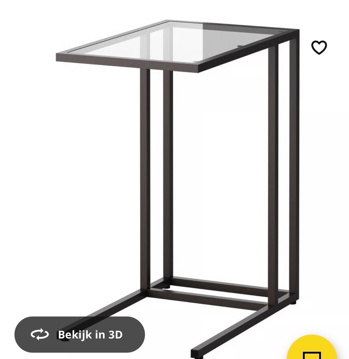 VITTSJÖ Laptophouder, zwartbruin/glas, 35x65 cm, Huis en Inrichting, Tafels | Bijzettafels, Ophalen, Gebruikt, 55 tot 75 cm, Glas