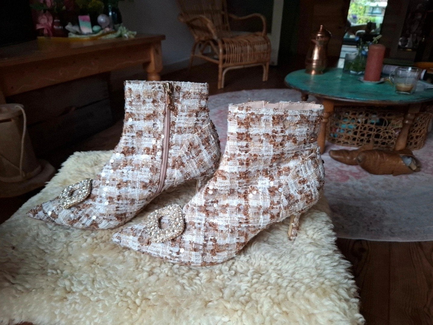 Dune London ' Opulance' enkellaarsjes maat 41, Kleding | Dames, Bruin, Ophalen of Verzenden, Zo goed als nieuw, Schoenen met hoge hakken