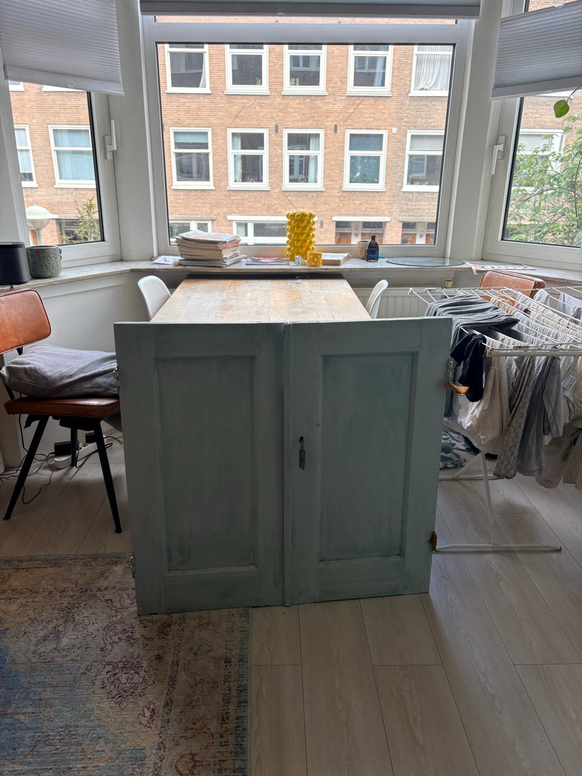 Vintage  lichtblauwe kastdeurtjes, Antiek en Kunst, Ophalen