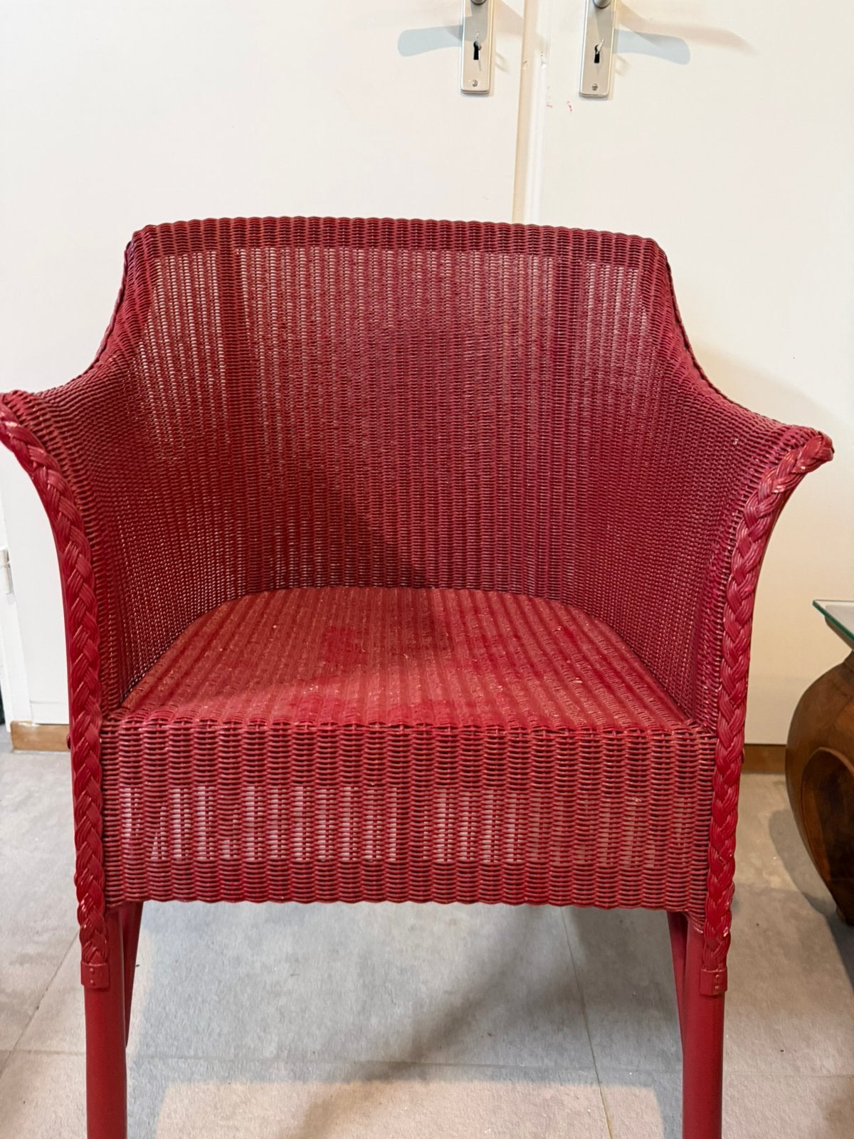 GRATIS 6 x stoelen , merk Lloyd Loom bordeauxrood, Ophalen, Zo goed als nieuw, Eenpersoons, Minder dan 150 cm