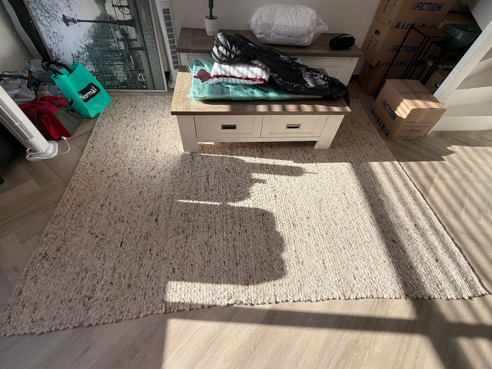 Groot vloerkleed, beige, 2x3 meter, Ophalen, Gebruikt, Beige, 200 cm of meer