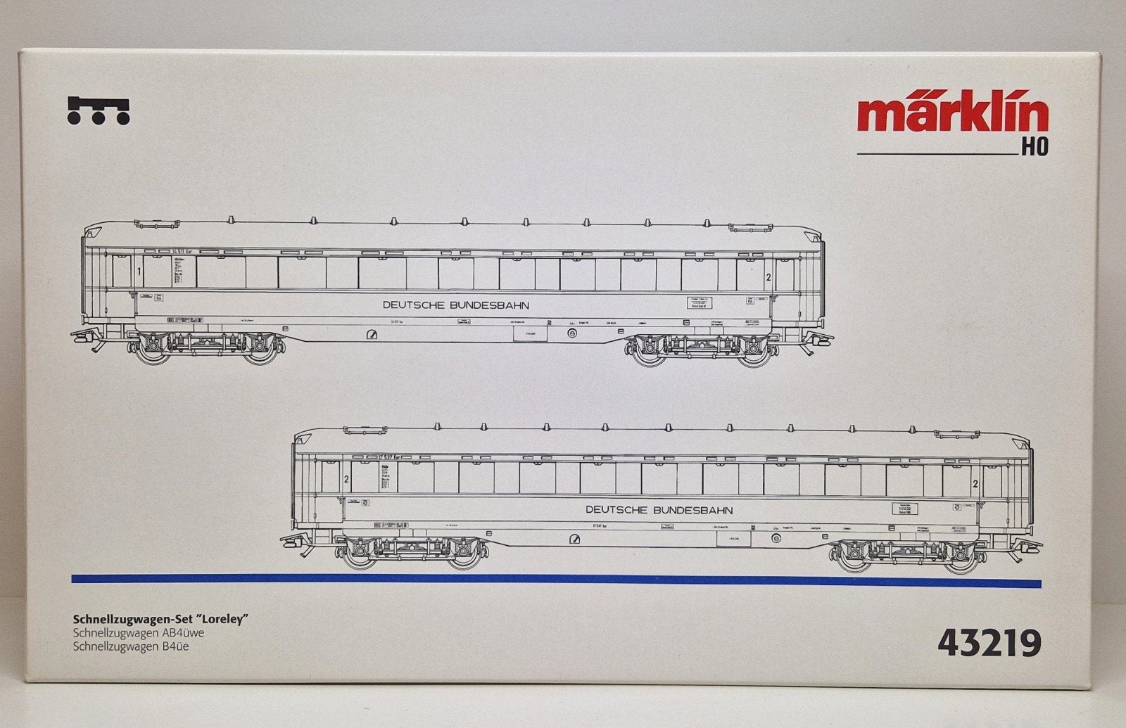 Märklin H0 43219 2 delige set sneltreinrijtuigen Loreley DB., Hobby en Vrije tijd, Wisselstroom, Wagon, Ophalen of Verzenden, Zo goed als nieuw