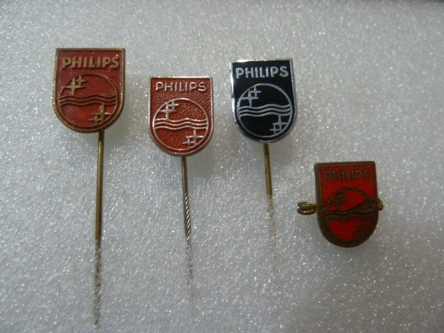 Set van 4 Vintage Philips Speldjes/Pins, Ophalen of Verzenden, Gebruikt, Merk, Speldje of Pin