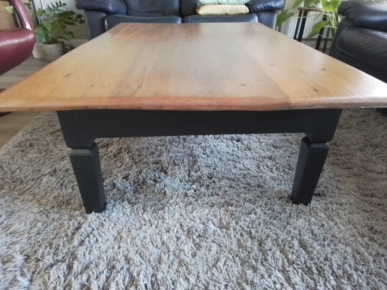 Antieke eikenhouten salontafel met lade, 140x90 cm, Ophalen, Gebruikt, 100 tot 150 cm, Eikenhout