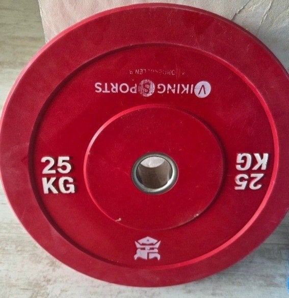Olympische Halterschijf 25 kg - 50 mm, Sport en Fitness, Ophalen, Zo goed als nieuw, Benen, Halterschijven