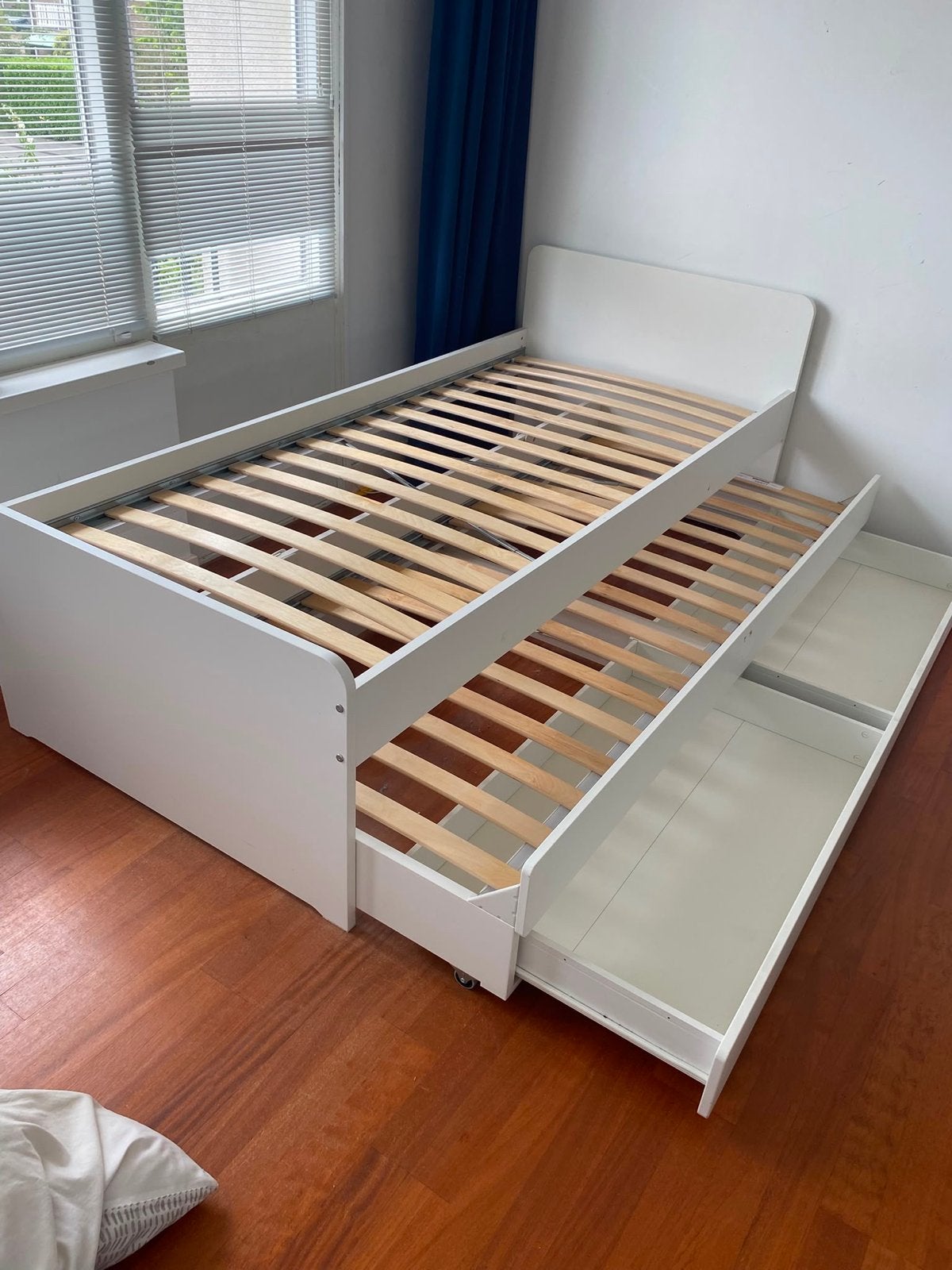 Ikea Släkt bed met onderbed en opberger, wit, 90x200 cm, Ophalen, Gebruikt, 90 cm, Eenpersoons