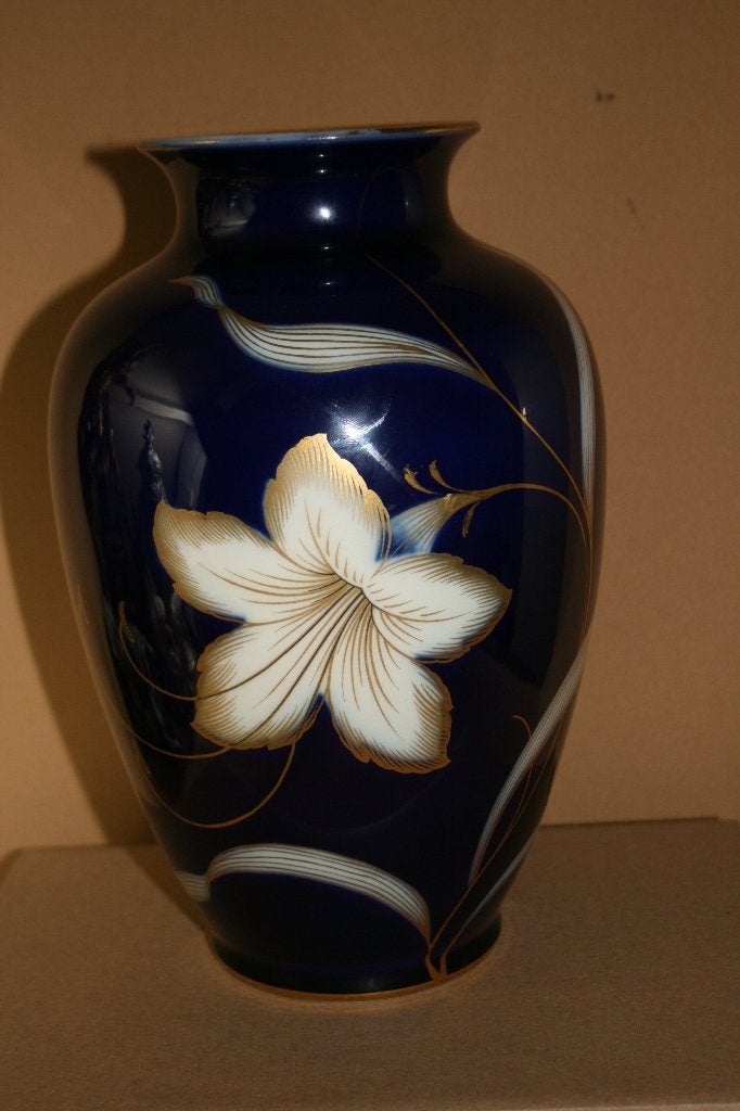 Grote kobalt blauwe vaas KPM Royal Ivory 25 cm, Ophalen of Verzenden