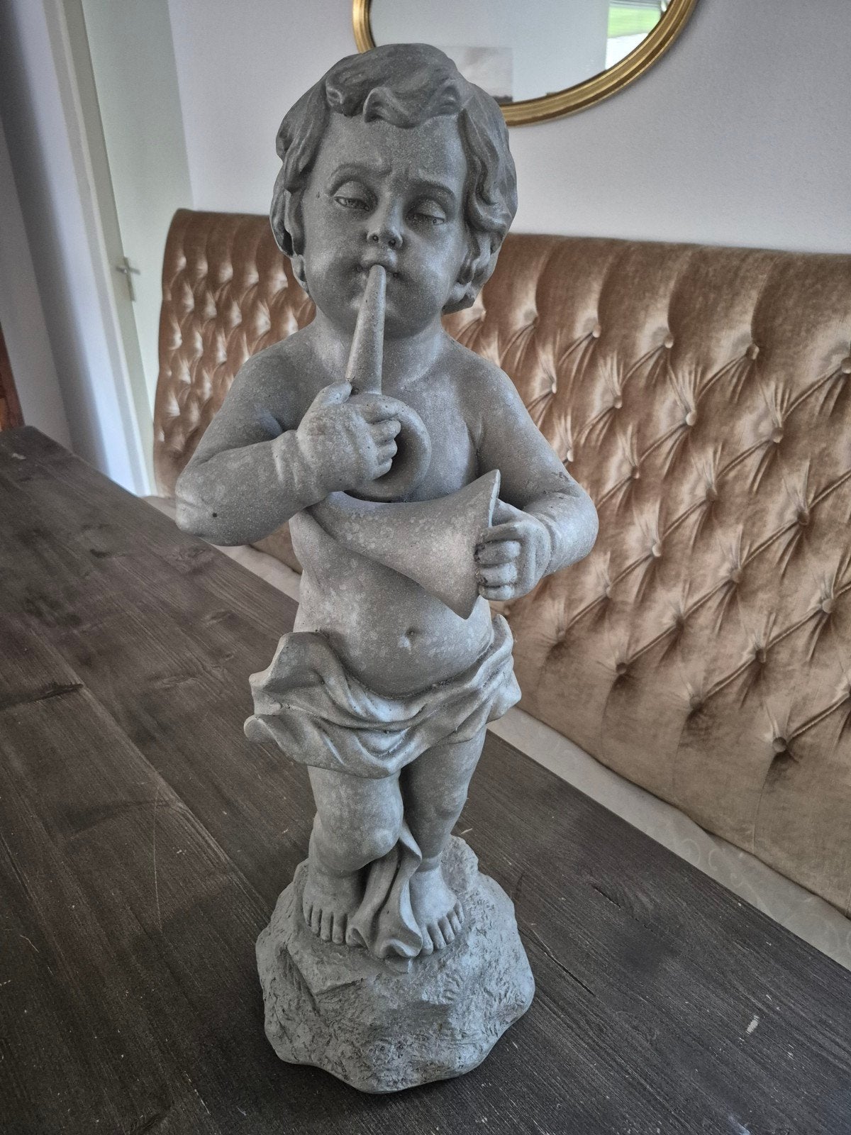 Nieuw! Grijs tuinbeeld Engel, 70cm, Tuin en Terras, Tuinbeelden, Nieuw, Engelenbeeld, Kunststof, Ophalen
