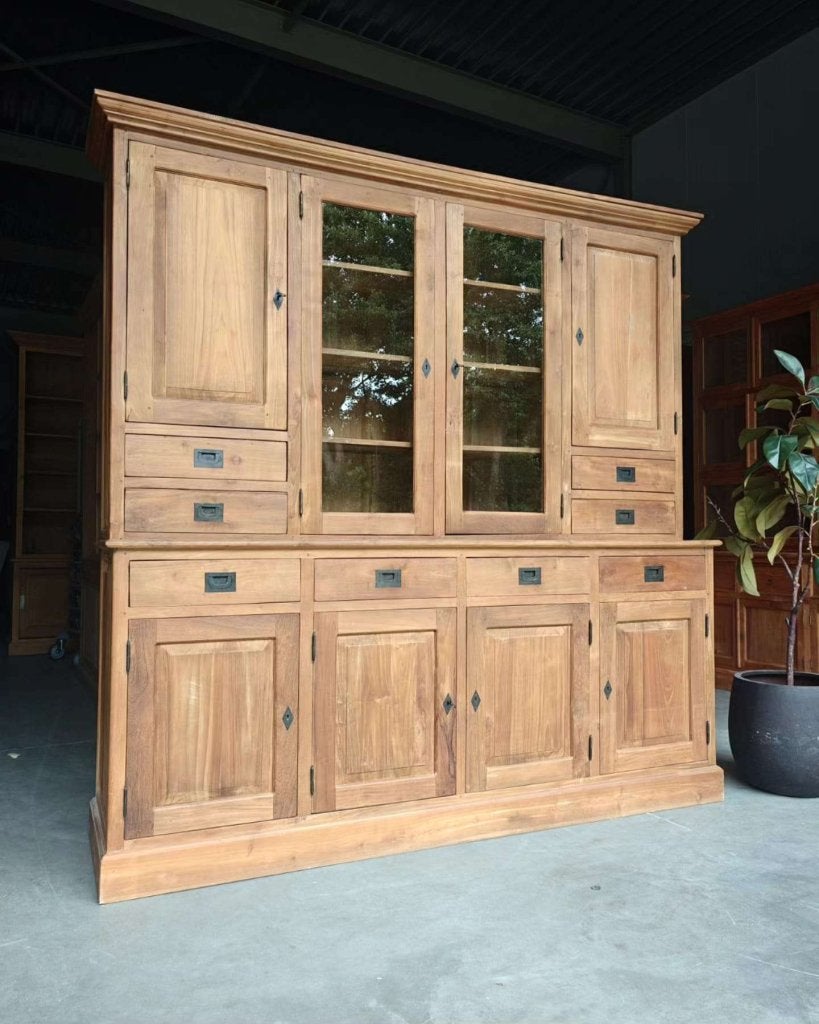 Grote teakhouten buffetkast | Voorraadkast | Kwaliteit #8819, Huis en Inrichting, Gebruikt, -, 200 cm of meer, -